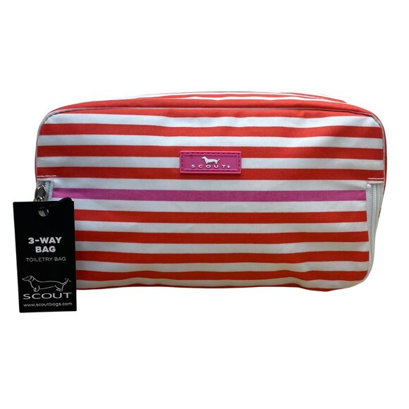 Scout Women’s Orange/White Striped Coated 3-Way Toiletry Bag Size S - Picture 1 of 13
